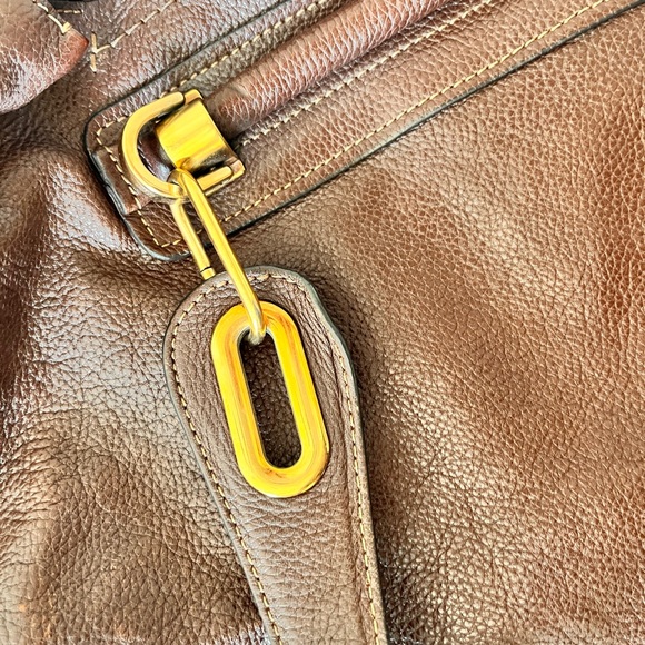 Chloe paraty 2-way large bag work bag glossy brown leather shoulder strap gold - Picture 6 of 16
